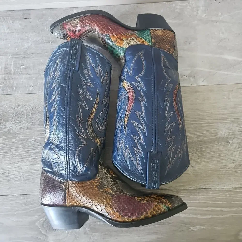 Dan Post Rainbow Python Snakeskin Western Cowgirl Cowboy Boots 14079 Womens 7 - Picture 16 of 16